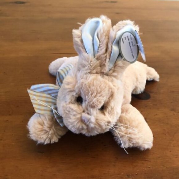 NWT Bearington Baby Collection- Bunny Rabbit Plush Toy Rattle Lovey Satin SOFT! - Picture 10 of 10